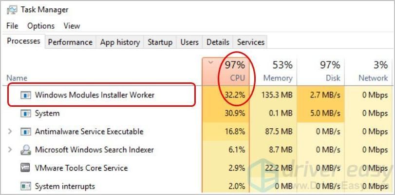 (Resuelto) Trabajador del instalador de módulos de Windows Windows 10 CPU alta
