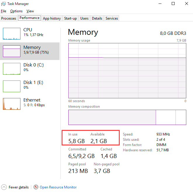 Високо използване на паметта в Windows 10 (решено)