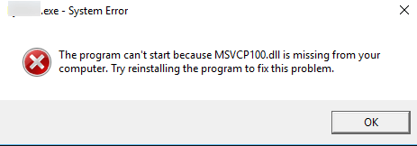 Operētājsistēmā Windows 10 trūkst Msvcp100.dll (labots)