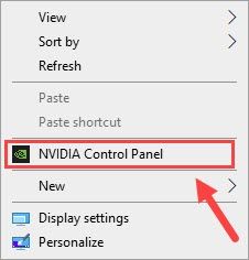 NVIDIAコントロールパネルを開く