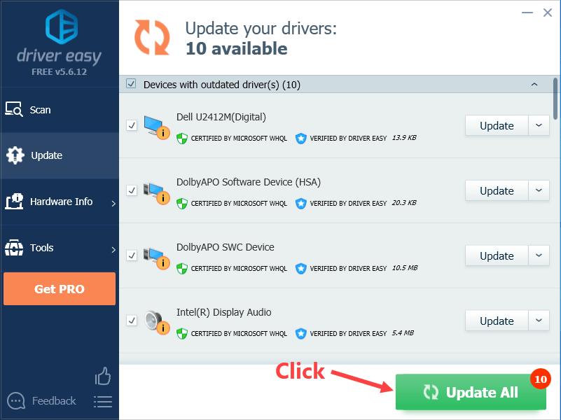 Izmantojot Driver Easy, atjauniniet visus draiverus, veicot tikai vienu klikšķi